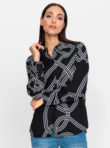 Heine Druckbluse in schwarz-ecru-bedruckt