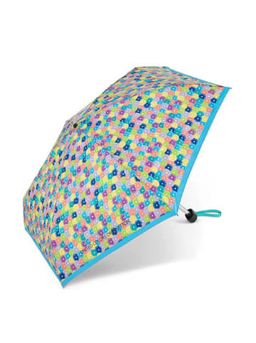 happy rain Benetton Ultra Mini Flat Manuell Taschenschirm in blooming dots blue