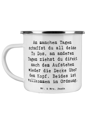 Mr. & Mrs. Panda Becher Emaille Spruch Tapferkeit im Alltag mit ... in Weiß