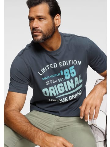 Man's World T-Shirt in dunkelblau-graublau