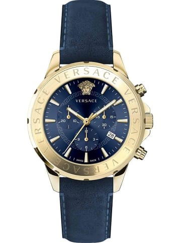 Versace Schweizer Uhr Chrono Signature gold in blau