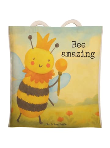 Mr. & Mrs. Panda Strandtasche Biene König Design mit Spruch in Weiß