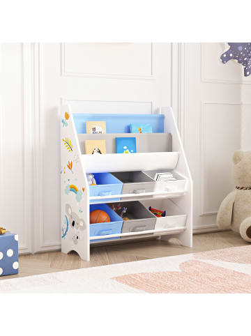 en.casa Kinderregal Ponteceso in Blau (H)74cm (B)62cm (T)26.5cm