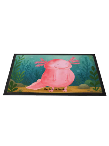 Mr. & Mrs. Panda Fußmatte Axolotl Glücklich Design ohne Spruch in Weiß