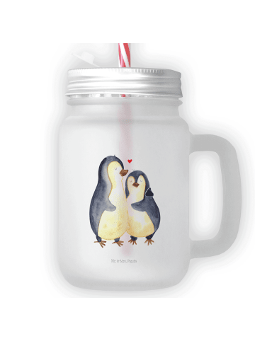 Mr. & Mrs. Panda Limonadenglas Pinguin umarmen ohne Spruch in Transparent