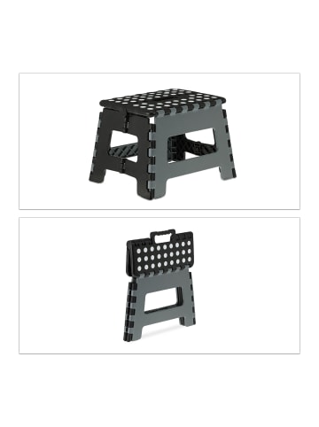 relaxdays 4 x Klapphocker in Schwarz/ Grau - (B)35 x (H)22 cm x (T)28 cm