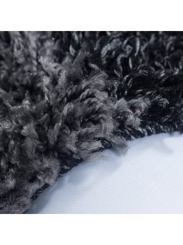 KADIMA DESIGN Teppich Hochflor Shaggy Waschbar Karo RHEIN Strapazierfähig in Schwarz