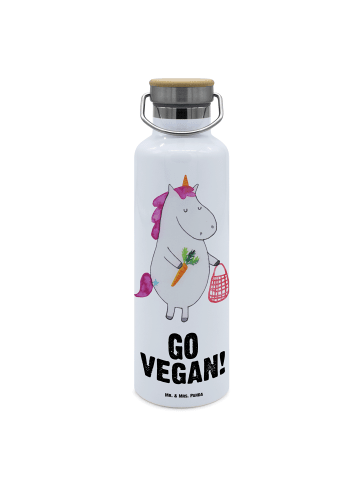 Mr. & Mrs. Panda Thermosflasche Einhorn Vegan mit Spruch in Weiß