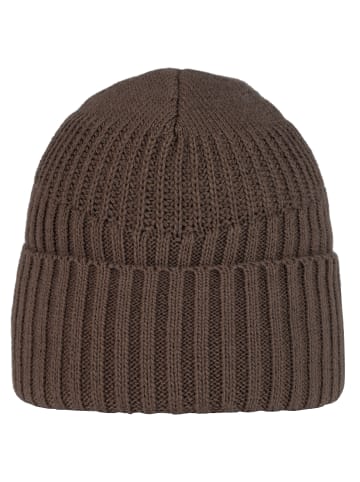 Buff Buff Knitted Fleece Hat Beanie in Braun