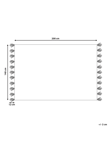 Beliani Kurzflor NIGDE in Rot/Weiß - (W) 140 x (H) 1.5 x (L) 200 cm