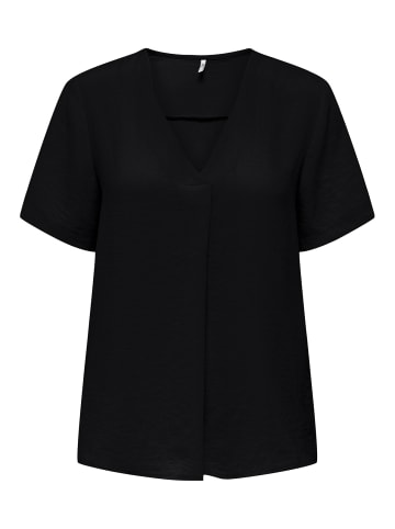 JACQUELINE de YONG Kurzarm Bluse V-Ausschnitt T-Shirt Business Oberteil JDYDIVYA in Schwarz