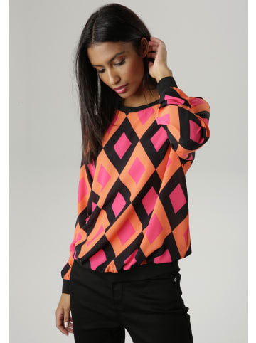 Aniston SELECTED Shirtbluse in schwarz-orange-pink