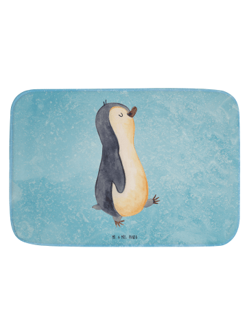 Mr. & Mrs. Panda Badteppich Pinguin mHerzieren ohne Spruch in Eisblau