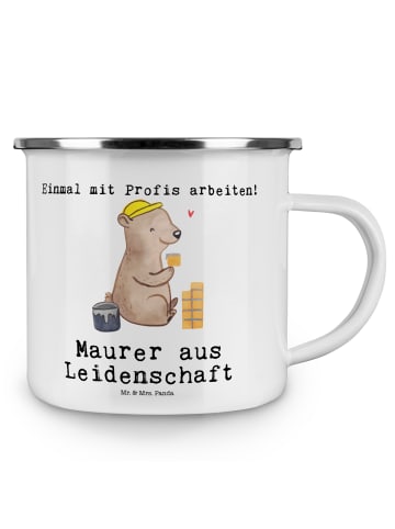 Mr. & Mrs. Panda Campingbecher Maurer Leidenschaft mit Spruch in Weiß