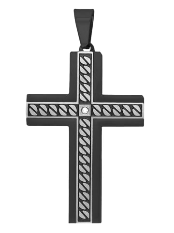 Adeliás Damen Anhänger – Kreuzanhänger aus Edelstahl mit Strass Steinchen in silber