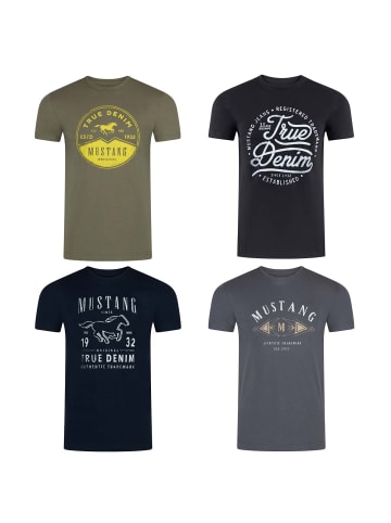 Mustang T-Shirt 4er Pack Mustang Herren T-Shirt in Mehrfarbig
