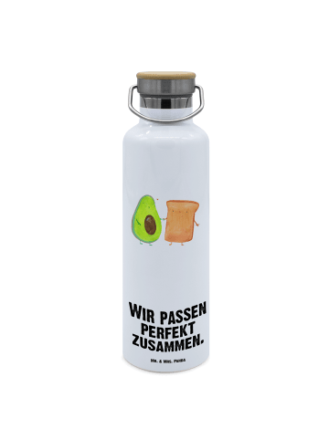 Mr. & Mrs. Panda Große Trinkflasche Avocado Toast mit Spruch in Weiß
