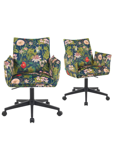 DUBI Möbel 2er-Set: Bürostuhl Mika-Malu in Blumen - (B)60 x (H)86 x  (T)63 cm