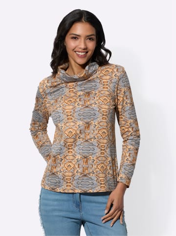 Sieh an! Rollkragenshirt in apricot-cognac-bedruckt