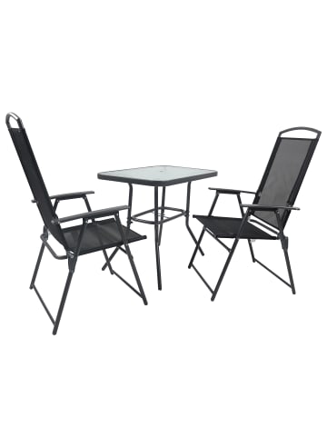 VCM  3-tlg Sitzgruppe Gartenmöbel Tisch Stühle Set 80 in Anthrazit