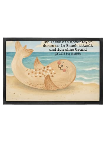 Mr. & Mrs. Panda Schmutzmatte Robbe Liegen Design mit Spruch in Weiß