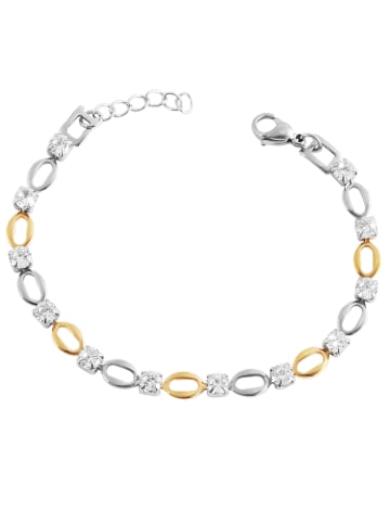 Adeliás Damen Armband aus Edelstahl mit Zirkonia 17+3 cm in silber