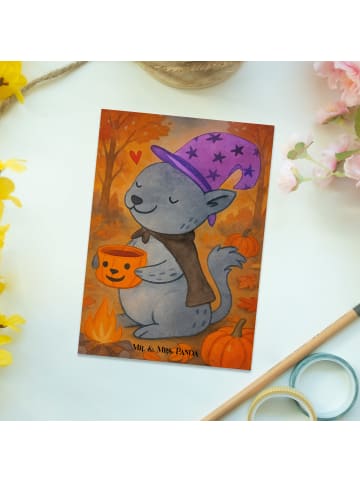 Mr. & Mrs. Panda Ansichtskarte Kater Kaffee Design ohne Spruch in Weiß