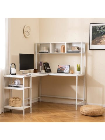 COSTWAY L-förmig Schreibtisch 150x120cm in Weiß