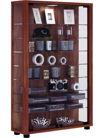 VCM  Holz Glas Stand Vitrine Sammelvitrine Lumo Mini in Kern-Nussbaum