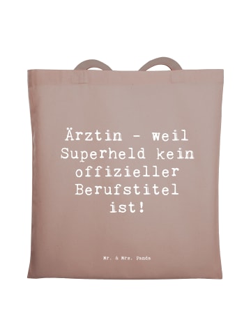 Mr. & Mrs. Panda Uni Tasche Spruch Ärztin Superheld mit Spruch in Braun Pastell