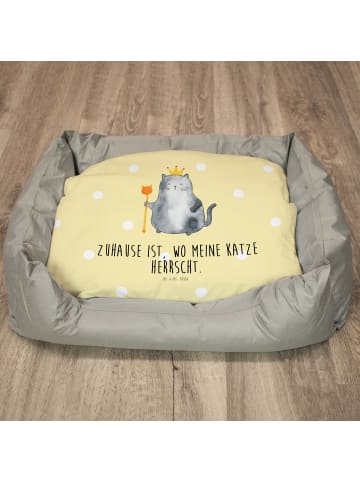 Mr. & Mrs. Panda Katzenkissen Katze König mit Spruch in Gelb Pastell