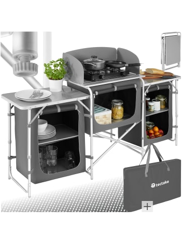 tectake Campingküche XXL mit Aluminiumgestell und 5 Fächern