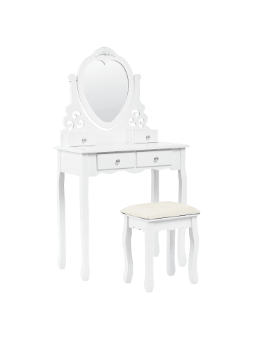 Beliani 2-tlg Schminktisch DIVA in Weiß/Beige