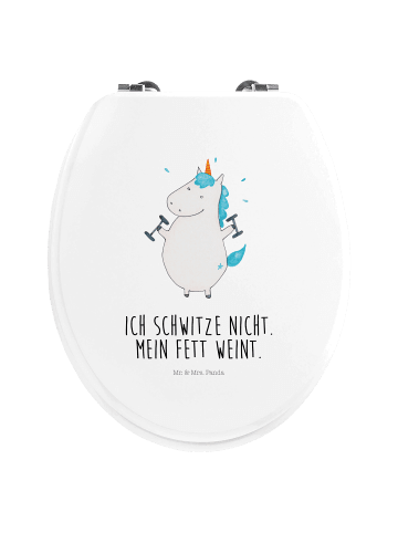 Mr. & Mrs. Panda Klo-Deckel Einhorn Fitness mit Spruch in Weiß
