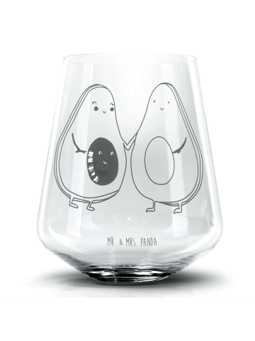 Mr. & Mrs. Panda Blümchentail Glas Avocado Pärchen ohne Spruch in Transparent