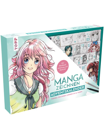 frechverlag Manga zeichnen Adventskalender mit Anleitungsbuch, Workbook und Zeichenmaterial