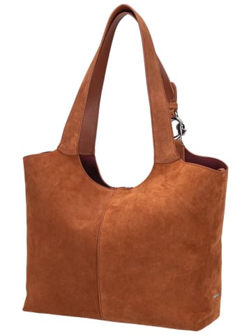 COCCINELLE Einkaufstasche C-Easy Suede in Cognac/Cognac