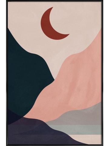 Juniqe Poster in Kunststoffrahmen "Hillscape" in Grau & Rosa