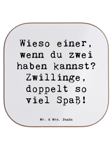 Mr. & Mrs. Panda Glasuntersetzer Spruch Zwillinge Spaß mit Spruch in Weiß