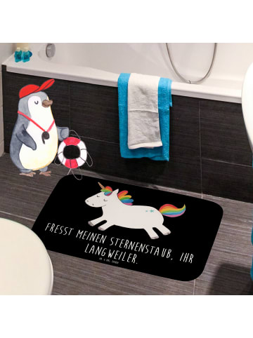 Mr. & Mrs. Panda Badezimmermatte Einhorn Happy mit Spruch in Schwarz