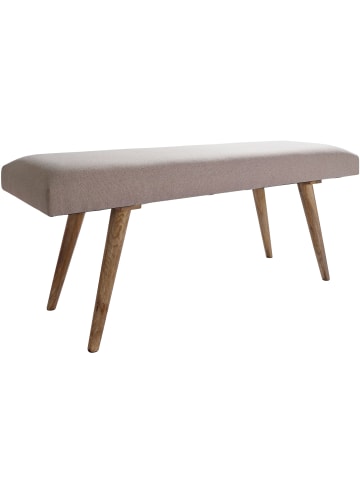KADIMA DESIGN Sitzbank Stoff / Massivholz Bank 117x51x38 cm im Retro Stil, in Beige