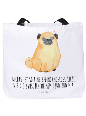 Mr. & Mrs. Panda Tasche Mops mit Spruch in Weiß