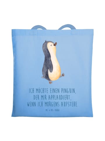 Mr. & Mrs. Panda Tasche Pinguin mHerzieren mit Spruch in Sky Blue