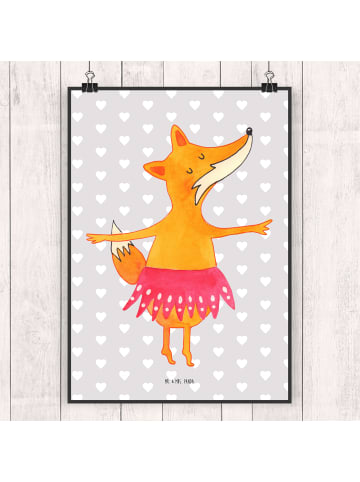 Mr. & Mrs. Panda Poster Fuchs Ballerina ohne Spruch in Grau Pastell