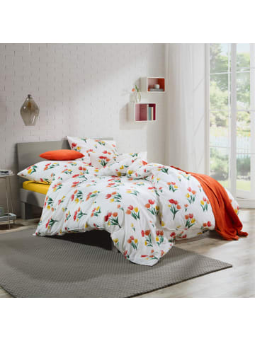 REDBEST Seersucker Bettwäsche in weiß-orange