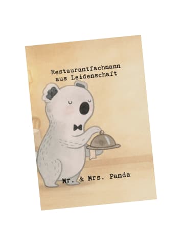 Mr. & Mrs. Panda Grußkarte Restaurantfachmann Leidenschaft Desig... in Weiß