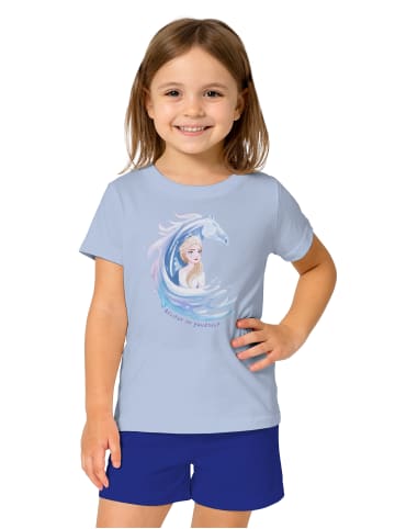 Disney Frozen Disney Frozen - Die Eiskönigin Schlafanzug - Pyjama Set Kurzarm in blau
