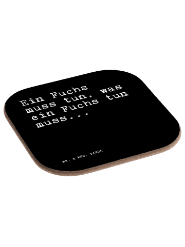 Mr. & Mrs. Panda Getränkeuntersetzer Ein Fuchs muss tun,... mit ... in Schwarz