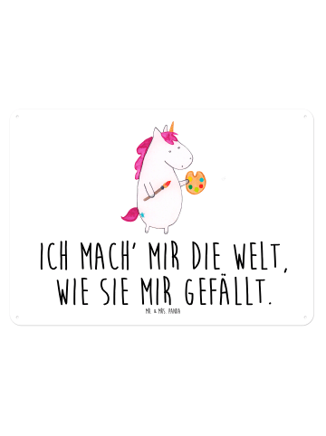 Mr. & Mrs. Panda Magnetschild Einhorn Künstler mit Spruch in Weiß