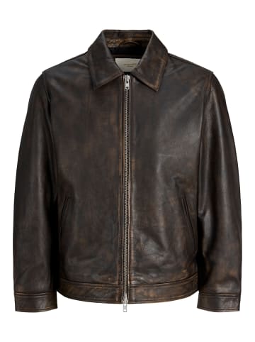 Jack & Jones Lederjacke in Chocolate Brown
